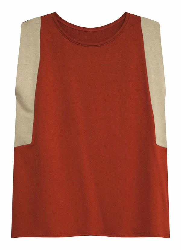 Malwee - Blusa Reta em Moletinho com Recorte Terracota
