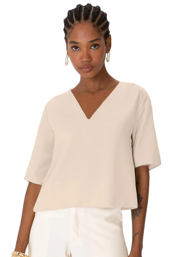 Enfim - Blusa Reta Texturizada Areia 1
