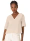 Enfim - Blusa Reta Texturizada Areia - variação: Areia