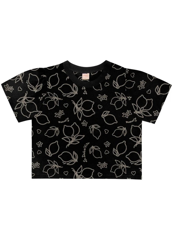 Angel - Blusa Retilinea Viscose Estampada Preto 3