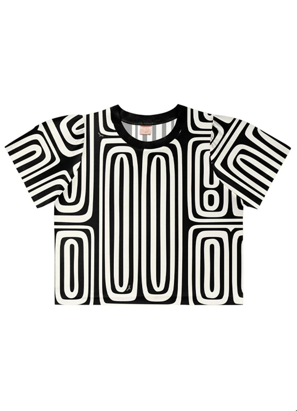 Angel - Blusa Retilinea Viscose Estampada Preto 1