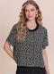 Angel - Blusa Retilinea Viscose Estampada Bordo - variação: Preto