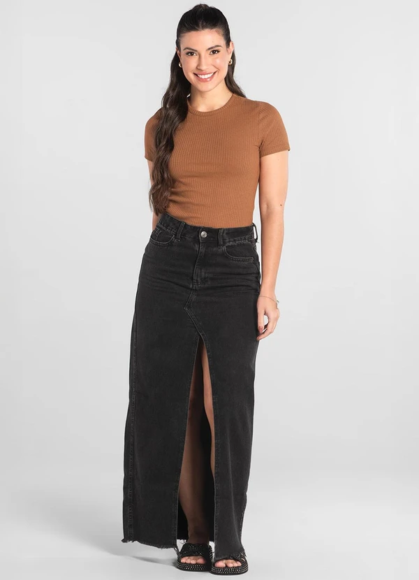 Just Basic - Blusa Ribana Canelada Marrom 3