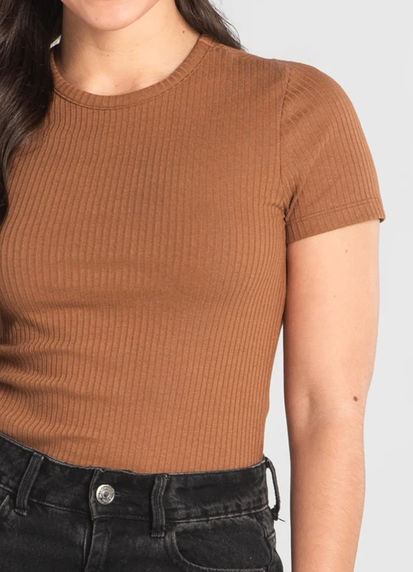 Just Basic - Blusa Ribana Canelada Marrom 5