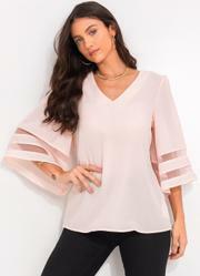 Blusa Rosa Claro em Crepe Plano