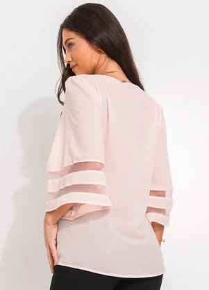 Quintess - Blusa Rosa Claro em Crepe Plano - QUINTESS