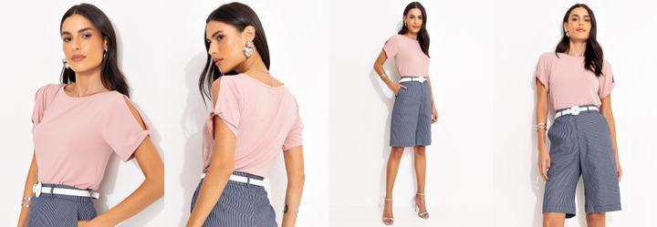 Blusa Rosa Claro em Malha de Viscose