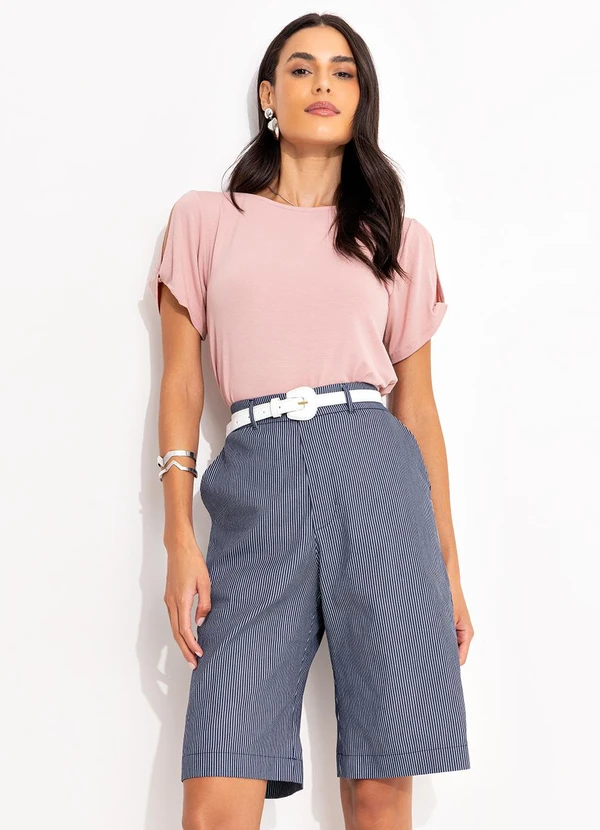 Quintess - Blusa Rosa Claro em Malha de Viscose 5