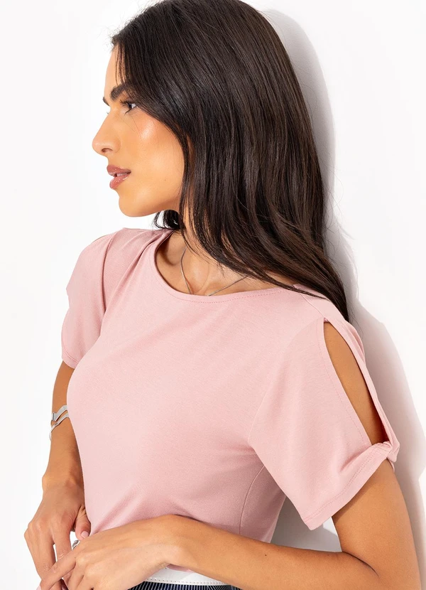 Quintess - Blusa Rosa Claro em Malha de Viscose 6