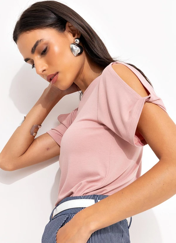 Quintess - Blusa Rosa Claro em Malha de Viscose 7