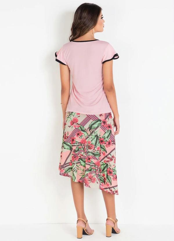 Outlet - Blusa Rosa com Cor Contrastante Moda Evangélica 6