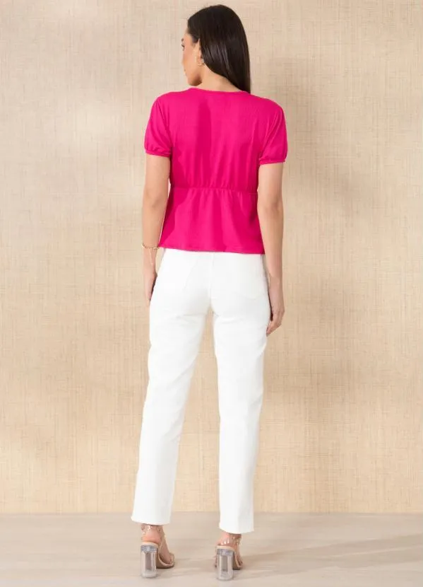 Quintess - Blusa Rosa com Decote Transpassado 4