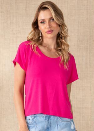 Blusa (Rosa) com Decote U nas Costas