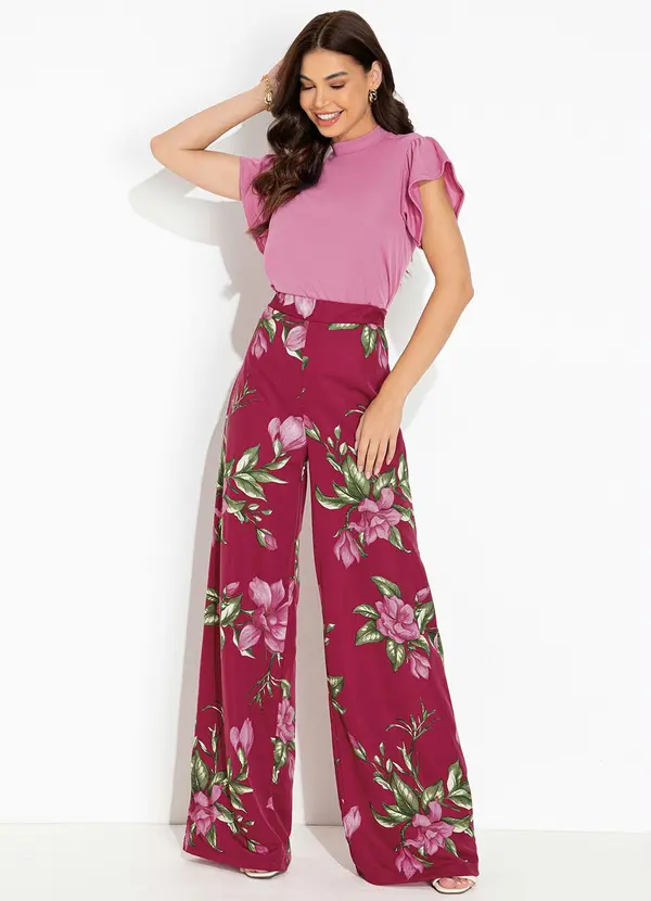 Moda Pop - Blusa Rosa com Gola e Babado na Cava 5