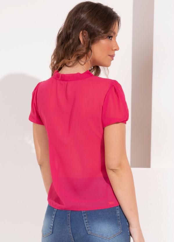 Outlet - Blusa Rosa com Gola Laço 2
