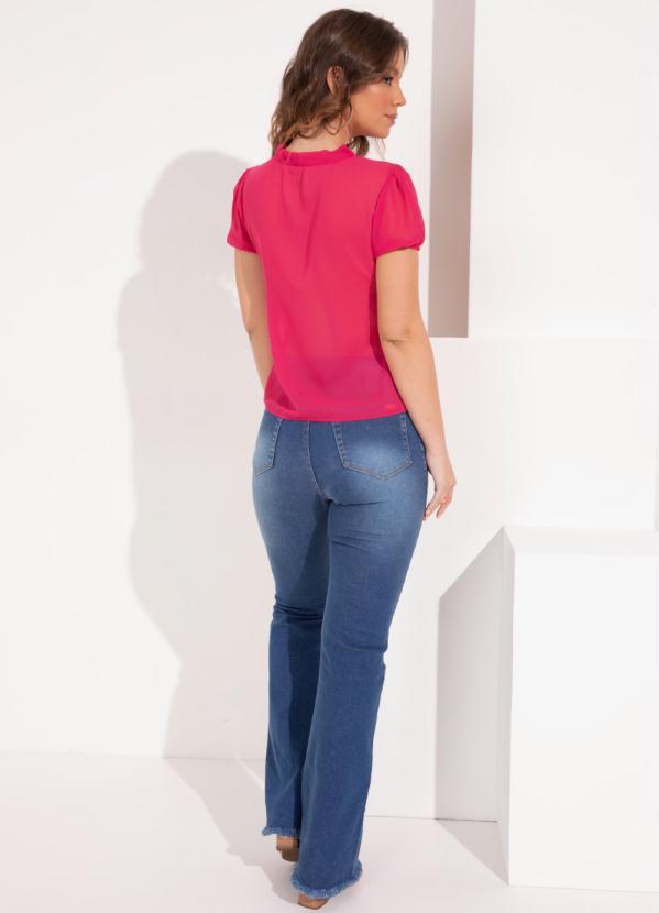 Outlet - Blusa Rosa com Gola Laço 4