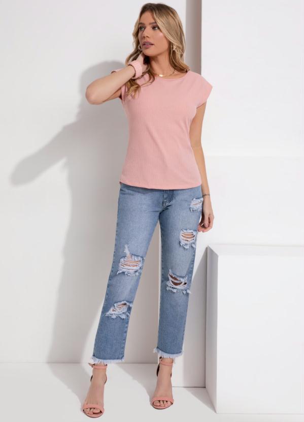 Quintess - Blusa Rosa com Torção nas Costas e Tira 3