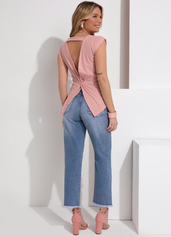 Quintess - Blusa Rosa com Torção nas Costas e Tira 4