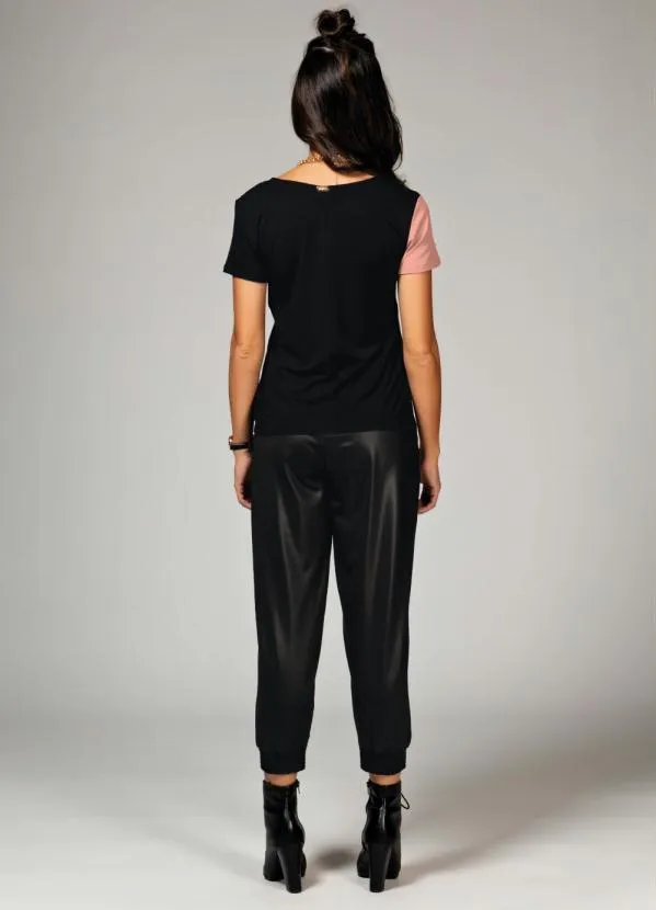 Quintess - Blusa Rosa e Preto com Recorte Frontal 4