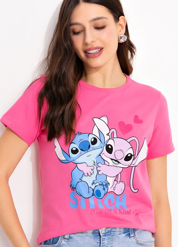 Disney - Blusa Rosa em Malha de Algodão Penteado