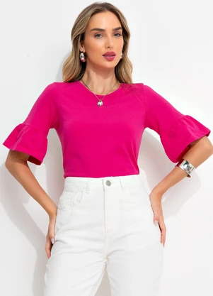 Bimini - Blusa Rosa em Malha de Algodão - BIMINI