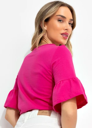 Bimini - Blusa Rosa em Malha de Algodão - BIMINI
