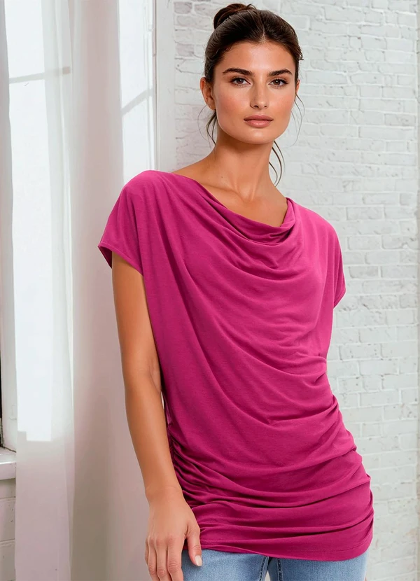 bonprix - Blusa Rosa em Malha de Viscose
