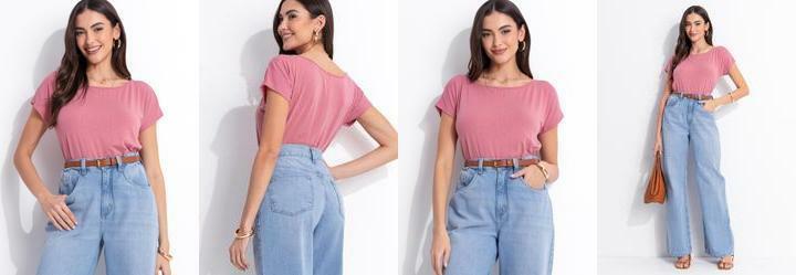 Blusa Rosa em Malha de Viscose