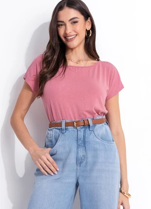 Quintess - Blusa Rosa em Malha de Viscose - QUINTESS
