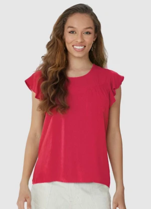 Malwee - Blusa Rosa Escuro Evasê em Viscose - MALWEE