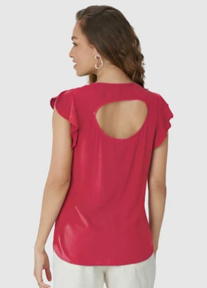 Malwee - Blusa Rosa Escuro Evasê em Viscose - MALWEE