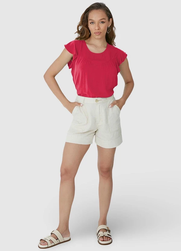 Malwee - Blusa Rosa Escuro Evasê em Viscose 4