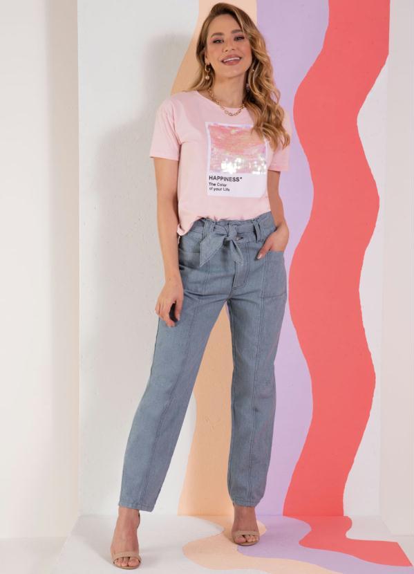 Quintess - Blusa Rosa Mangas Curtas com Bordado em Paetês 3