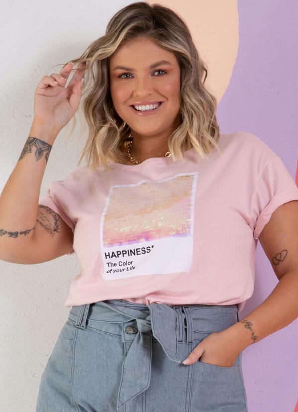 Quintess - Blusa Rosa Mangas Curtas com Bordado em Paetês 5