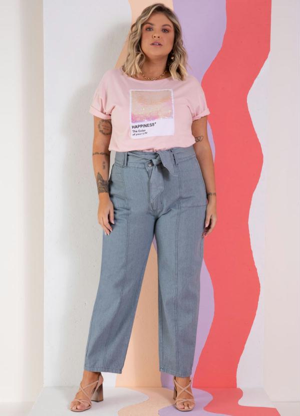 Quintess - Blusa Rosa Mangas Curtas com Bordado em Paetês 9