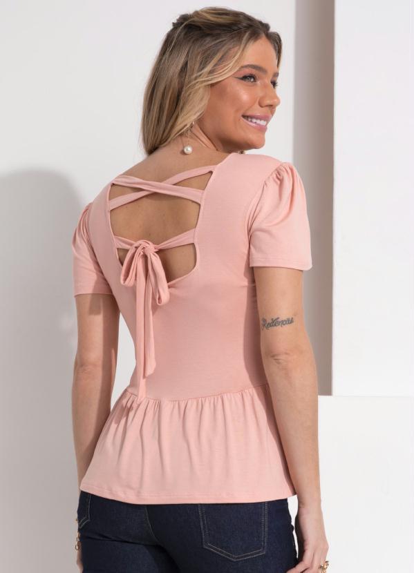 Quintess - Blusa Rosa Peplum com Laço nas Costas 2