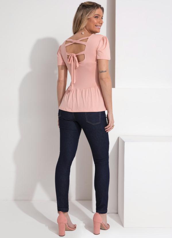 Quintess - Blusa Rosa Peplum com Laço nas Costas 4