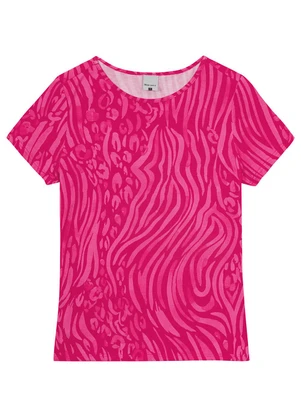 Malwee - Blusa Rosa Pink Animal Print em Viscose Stretch - MALWEE