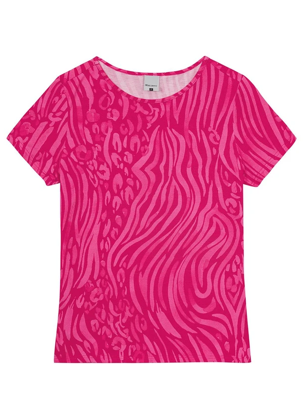 Malwee - Blusa Rosa Pink Animal Print em Viscose Stretch