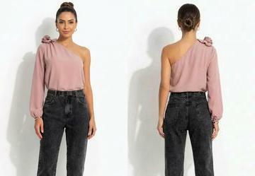Blusa Rosa em Poli�ster com Elastano