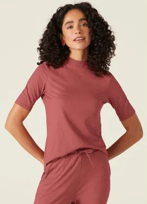 Malwee - Blusa Rosê Canelada Feminina - MALWEE