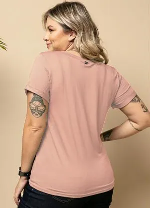 Quintess - Blusa Rose com Decote V e Bolso Frontal - QUINTESS
