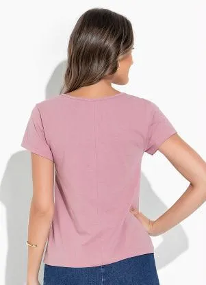 Rosalie - Blusa Rosê com Estampa Frontal - ROSALIE