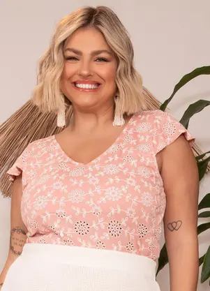 Quintess - Blusa Rosé em Malha Laise - QUINTESS