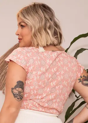 Quintess - Blusa Rosé em Malha Laise - QUINTESS