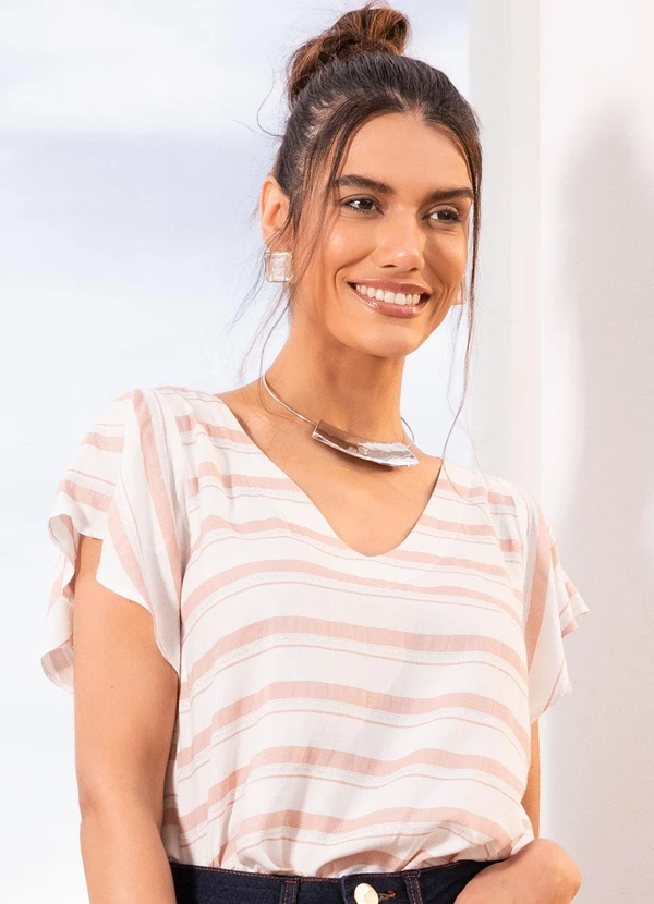 Quintess - Blusa Rosé em Viscose Plana