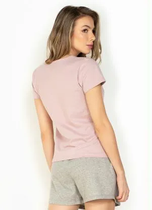 Moda Pop - Blusa Rosê Manga Curta com Amarração - MODA POP