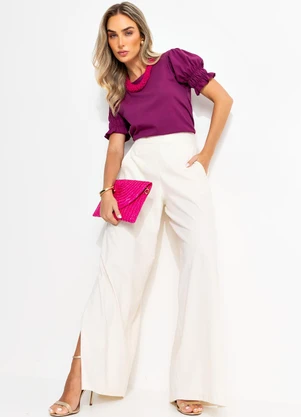 Quintess - Blusa Roxa com Elástico nas Mangas - QUINTESS