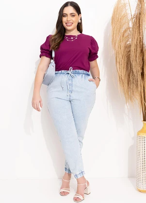 Quintess - Blusa Roxa com Elástico nas Mangas - QUINTESS
