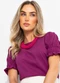 Quintess - Blusa Verde Claro com Elástico nas Mangas - variação: Roxa
